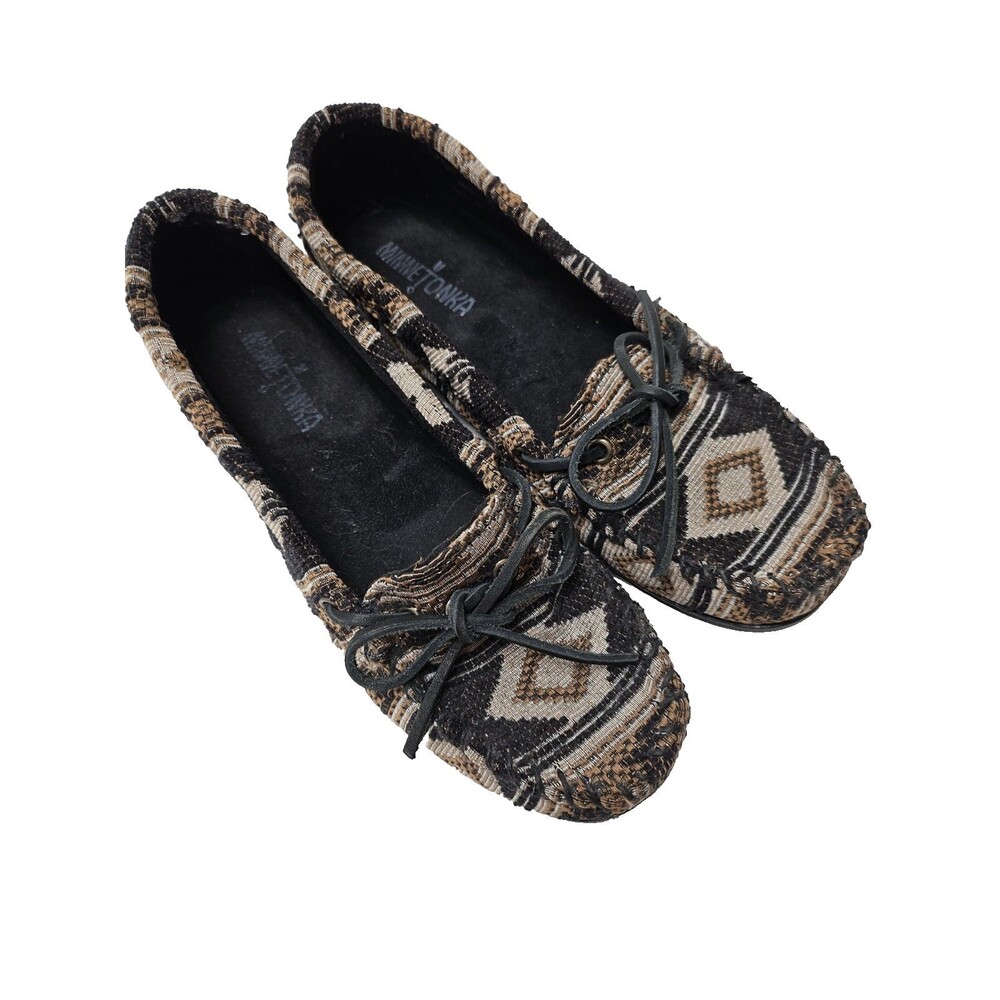 Minnetonka Baja Moc Moccasins Womens Size 7 Muted Western Print